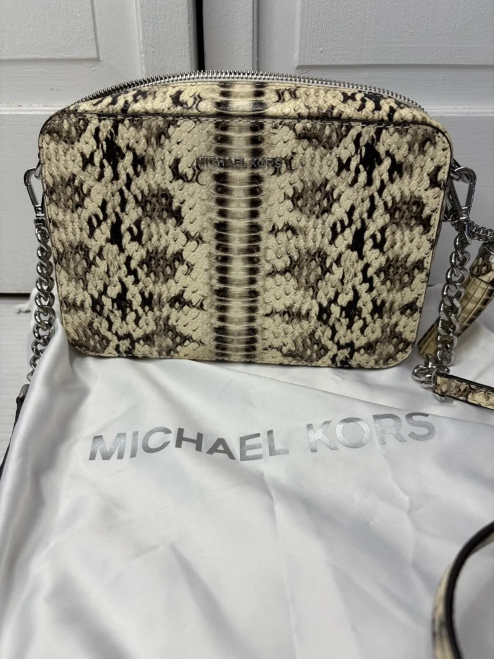 MICHAEL KORS Snake Embossed Leather Camera Bag - Picture 2 of 8